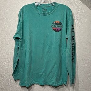Blue 84 Teal Long Sleeve Mount Rushmore Shirt Size Medium